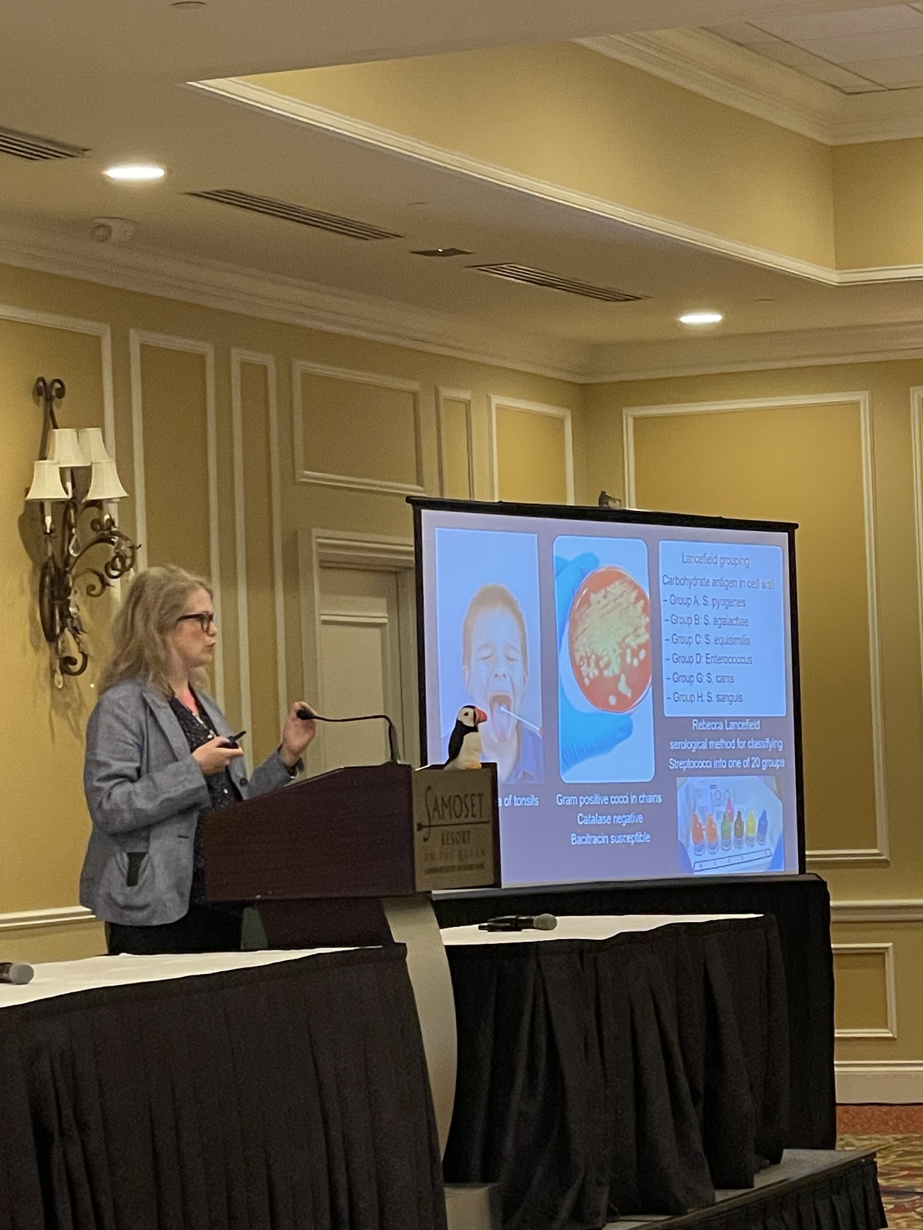 Dr. Amanda Goddard giving a talk on Strep Variations